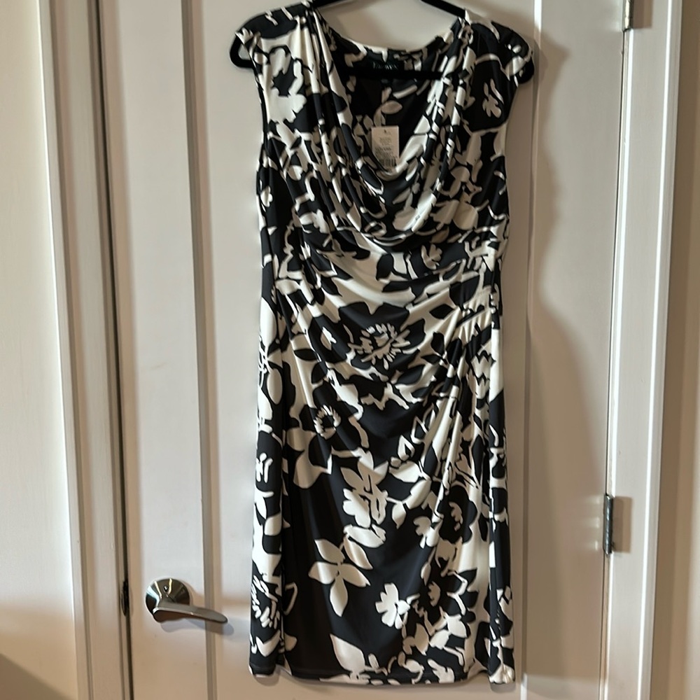 Ralph Lauren - flower print side ruched dress